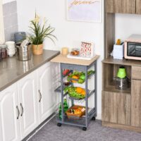 Servierwagen Küchenwagen Kücheninsel 57x37x83 cm schwarz