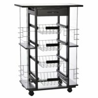 Servierwagen Küchenwagen Kücheninsel 57x37x83 cm schwarz