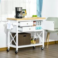 Servierwagen Küchenwagen Kücheninsel Landhaus weiss 108x45cm