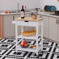 Servierwagen Küchenwagen Küchentrolley mit Schublade Landhaus weiss