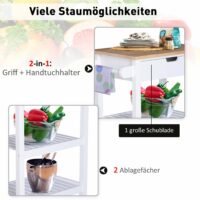 Servierwagen Küchenwagen Küchentrolley mit Schublade Landhaus weiss