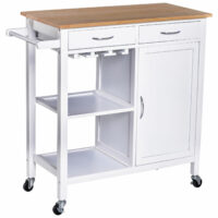 Servierwagen Küchenwagen mit 2 Schubladen und Weinglashalter