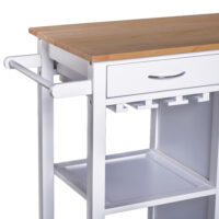 Servierwagen Küchenwagen mit 2 Schubladen und Weinglashalter