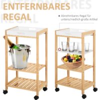 Servierwagen Küchenwagen mit Tablett Kiefer 40x30x76 cm