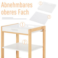 Servierwagen Küchenwagen mit Tablett Kiefer 40x30x76 cm