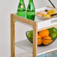 Servierwagen Küchenwagen mit Tablett Kiefer 40x30x76 cm