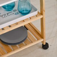 Servierwagen Küchenwagen mit Tablett Kiefer 40x30x76 cm