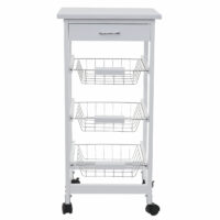 Servierwagen Transportwagen Rollwagen mit Schublade weiss