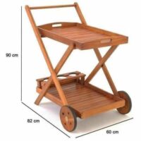 Servierwagen aus Akazienholz mit abnehmbarem Tablett