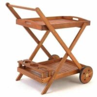 Servierwagen aus Akazienholz mit abnehmbarem Tablett
