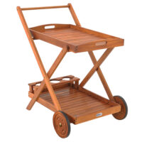 Servierwagen aus Akazienholz mit abnehmbarem Tablett