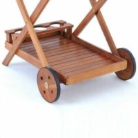 Servierwagen aus Akazienholz mit abnehmbarem Tablett