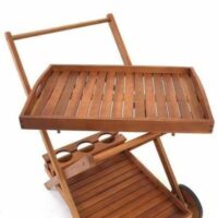 Servierwagen aus Akazienholz mit abnehmbarem Tablett
