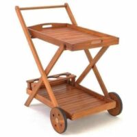 Servierwagen aus Akazienholz mit abnehmbarem Tablett
