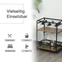Servierwagen mit Tablar abnehmbar Weinregal Küchenwagen