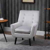 Sessel Retro Relaxsessel Gepolstert Grau 72.5x78.5x91.5cm