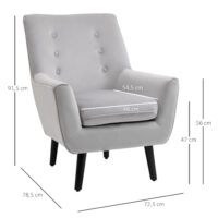 Sessel Retro Relaxsessel Gepolstert Grau 72.5x78.5x91.5cm