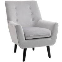 Sessel Retro Relaxsessel Gepolstert Grau 72.5x78.5x91.5cm