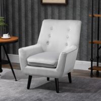 Sessel Retro Relaxsessel Gepolstert Grau 72.5x78.5x91.5cm