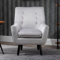 Sessel Retro Relaxsessel Gepolstert Grau 72.5x78.5x91.5cm
