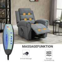 Sessel mit Aufstehhilfe und Massage elektrisch Leinenoptik Grau
