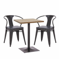 Set Bistrotisch FSC mit 2x Esszimmerstuhl Industrial
