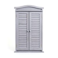 Shabby Badspiegel Spiegelfenster mit Fensterläden 71x46x5cm grau