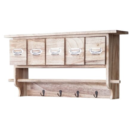 Shabby Chic Garderobe mit 5 Schubladen Vintage natur