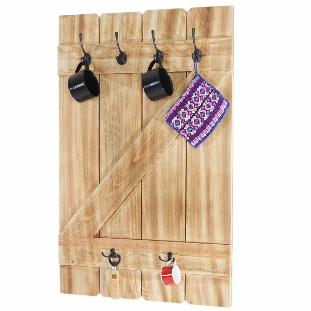 Shabby Chic Wandgarderobe  6 Haken 91x60cm Kiefer