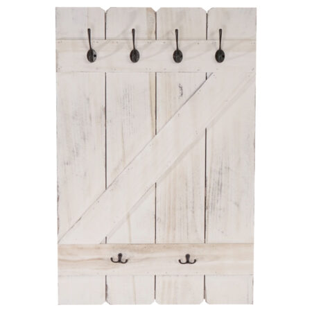 Shabby Chic Wandgarderobe  6 Haken 91x60cm ~ weiss