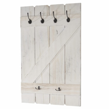 Shabby Chic Wandgarderobe  6 Haken 91x60cm ~ weiss