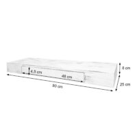 Shabby Chic Wandregal Schweberegal 80x25x8cm weiss