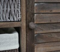 Shabby Chic Waschbeckenunterschrank mit Körben 60x65x31cm - shabby braun