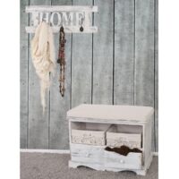 Shabby Garderobe mit Sitzbank mit 2 Körben  ~ weiss
