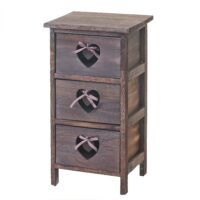 Shabby Kommode Forli 3 Schubladen mit Herzen ~ braun