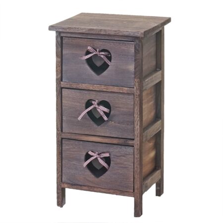 Shabby Kommode Forli 3 Schubladen mit Herzen ~ braun
