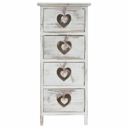 Shabby Kommode Forli 4 Schubladen mit Herzen
