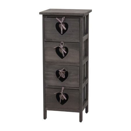 Shabby Kommode Forli 4 Schubladen mit Herzen