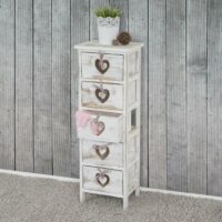 Shabby Kommode Forli 5 Schubladen mit Herzen