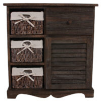 Shabby Kommode mit 3 Körben Vintage ~ braun