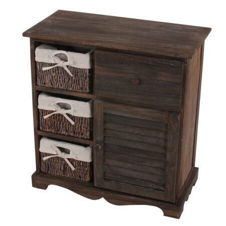Shabby Kommode mit 3 Körben Vintage ~ braun