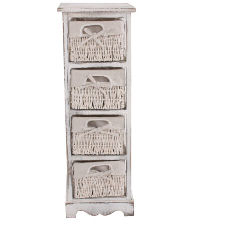 Shabby Kommode mit 4 Korbschubladen Vintage ~ weiss