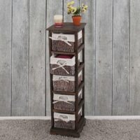 Shabby Regal Kommode mit 5 Korbschubladen Vintage ~ braun