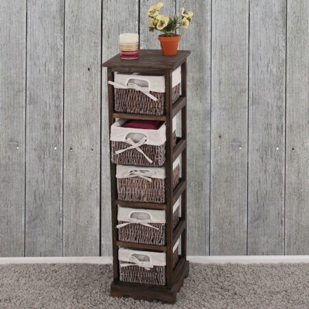 Shabby Regal Kommode mit 5 Korbschubladen Vintage ~ braun