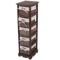 Shabby Regal Kommode mit 5 Korbschubladen Vintage ~ braun