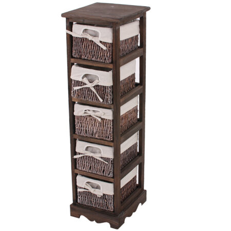Shabby Regal Kommode mit 5 Korbschubladen Vintage ~ braun