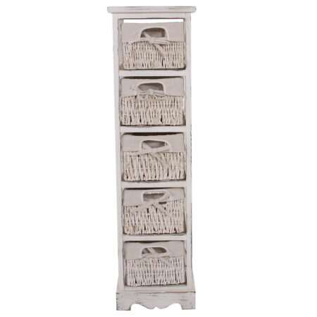 Shabby Regal mit 5 Korbschubladen Vintage ~ weiss
