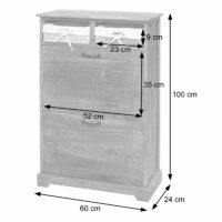 Shabby Schuhkipper Schuhschrank Schuhregal 100x60x24cm braun
