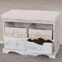 Shabby Sitzbank Kommode mit 2 Körben Vintage weiss