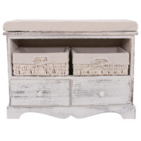 Shabby Sitzbank Kommode mit 2 Körben Vintage weiss